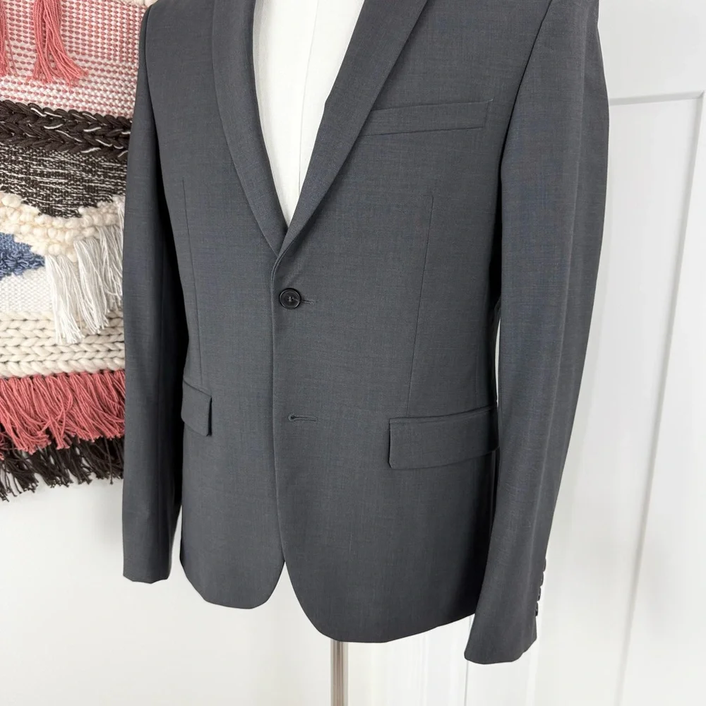 NEW Zara Wool Blend Slim Fit Blazer Graphite Grey Size 36US